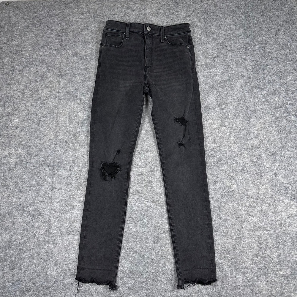 Abercrombie & Fitch Simone Super Skinny Jeans Black Distressed Womens 26/2S
